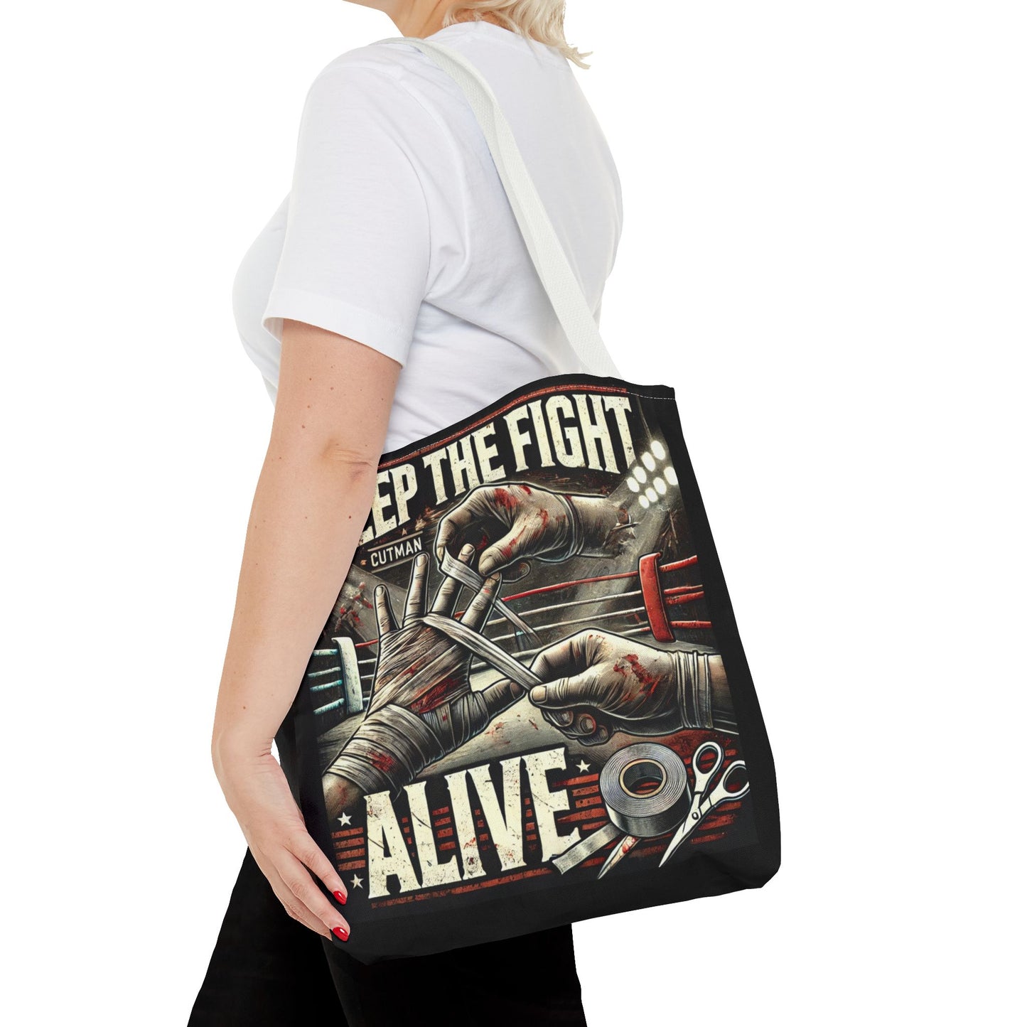 Keep the Fight Alive Tote Bag - Motivational Canvas Bag for Fighters and Supporters