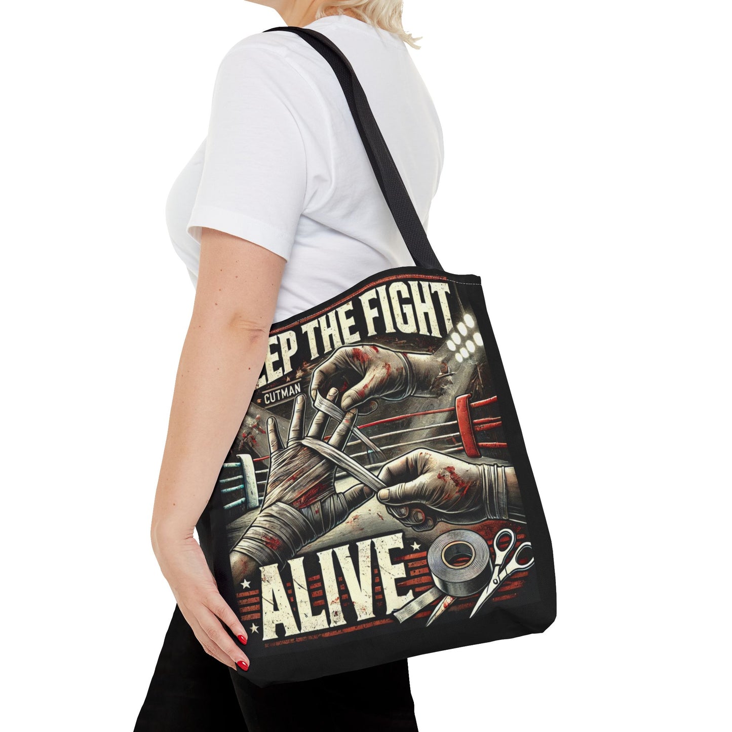 Keep the Fight Alive Tote Bag - Motivational Canvas Bag for Fighters and Supporters