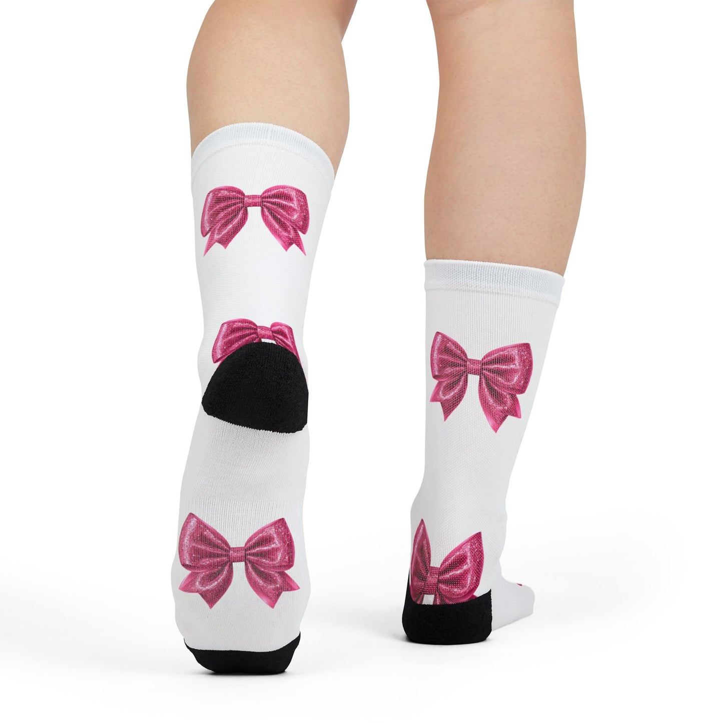 Cute Pink Bow Sublimation Crew Socks