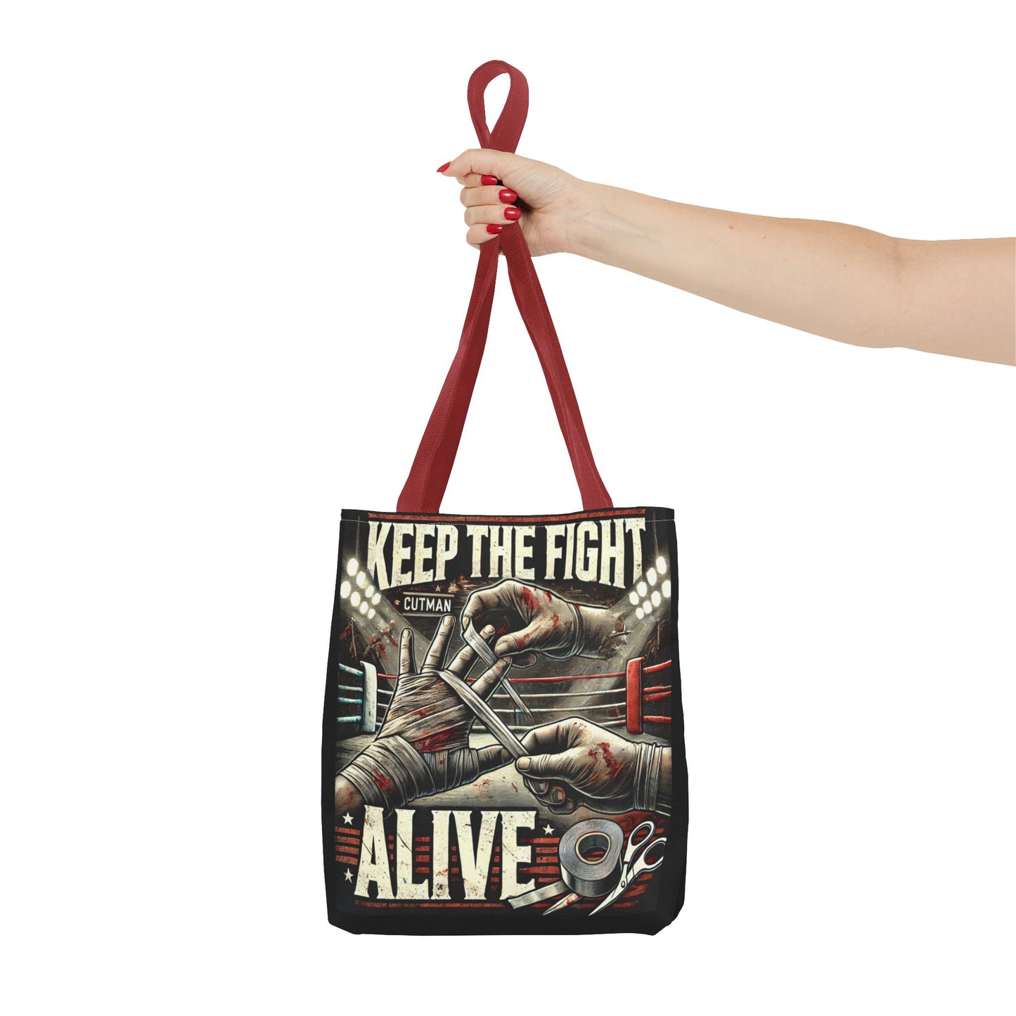 Keep the Fight Alive Tote Bag - Motivational Canvas Bag for Fighters and Supporters
