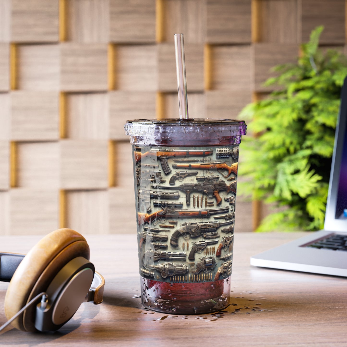 Gun Pattern Suave Acrylic Cup - Stylish Drinkware for Enthusiasts