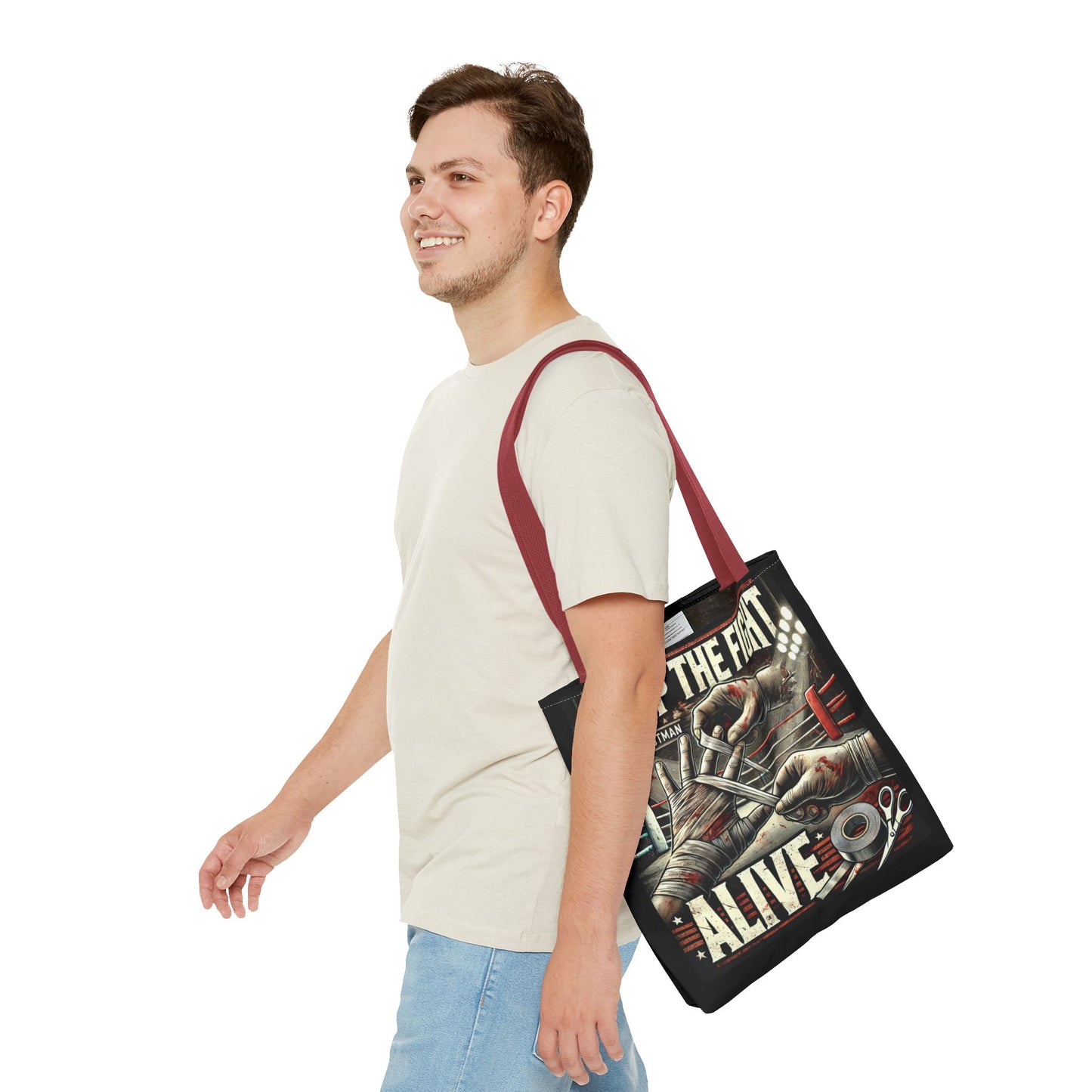 Keep the Fight Alive Tote Bag - Motivational Canvas Bag for Fighters and Supporters