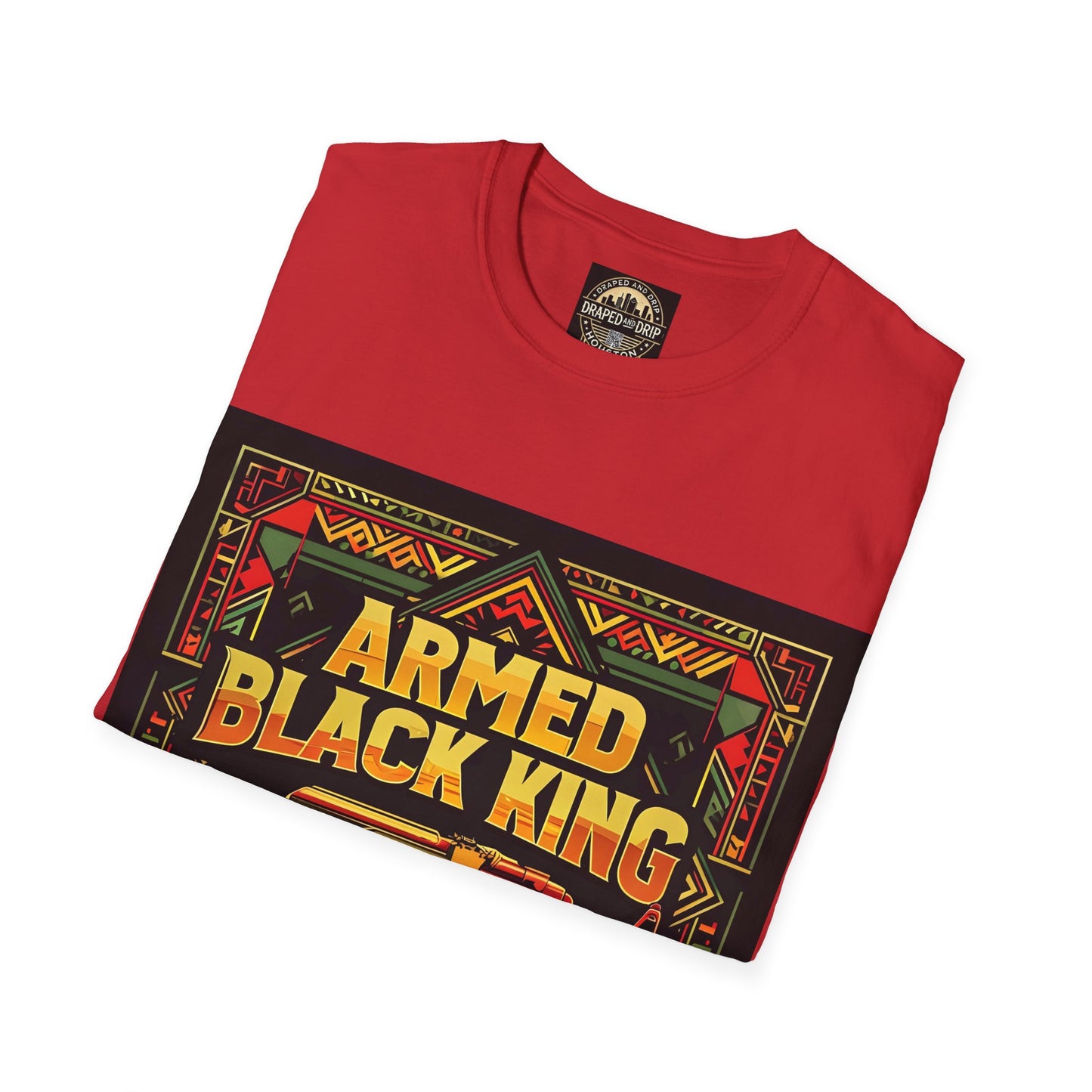 Armed Black King Unisex Softstyle T-Shirt - Black History Tee