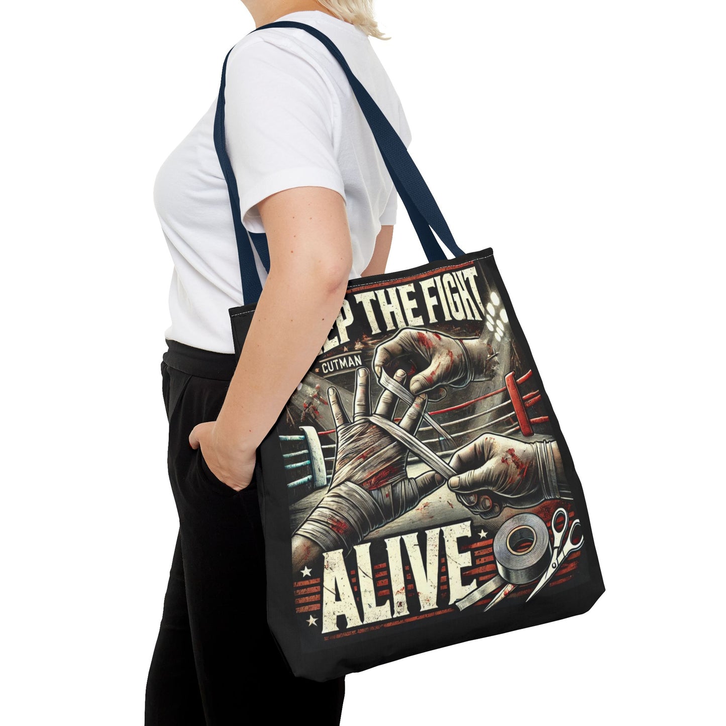 Keep the Fight Alive Tote Bag - Motivational Canvas Bag for Fighters and Supporters