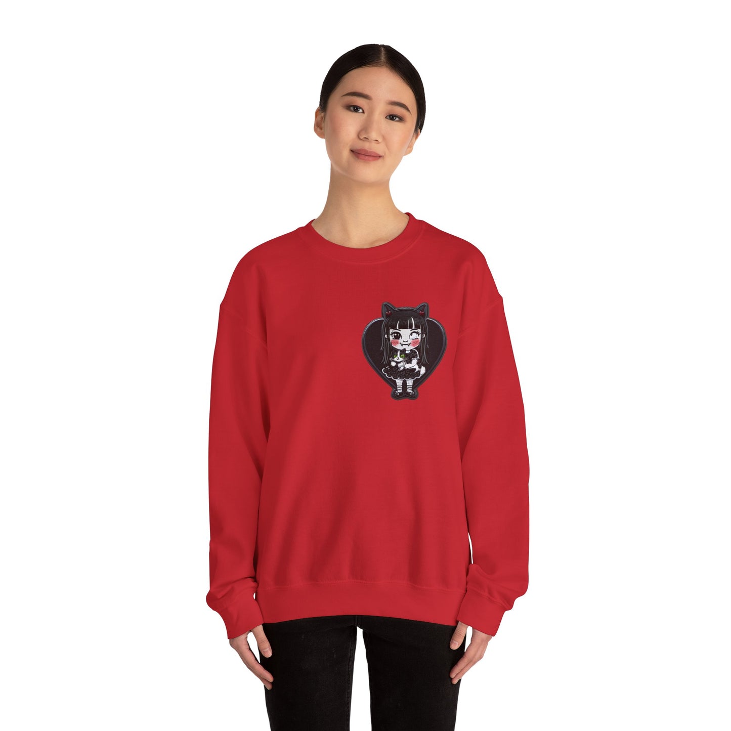 Cat Girl Embroidered Unisex Crewneck Sweatshirt