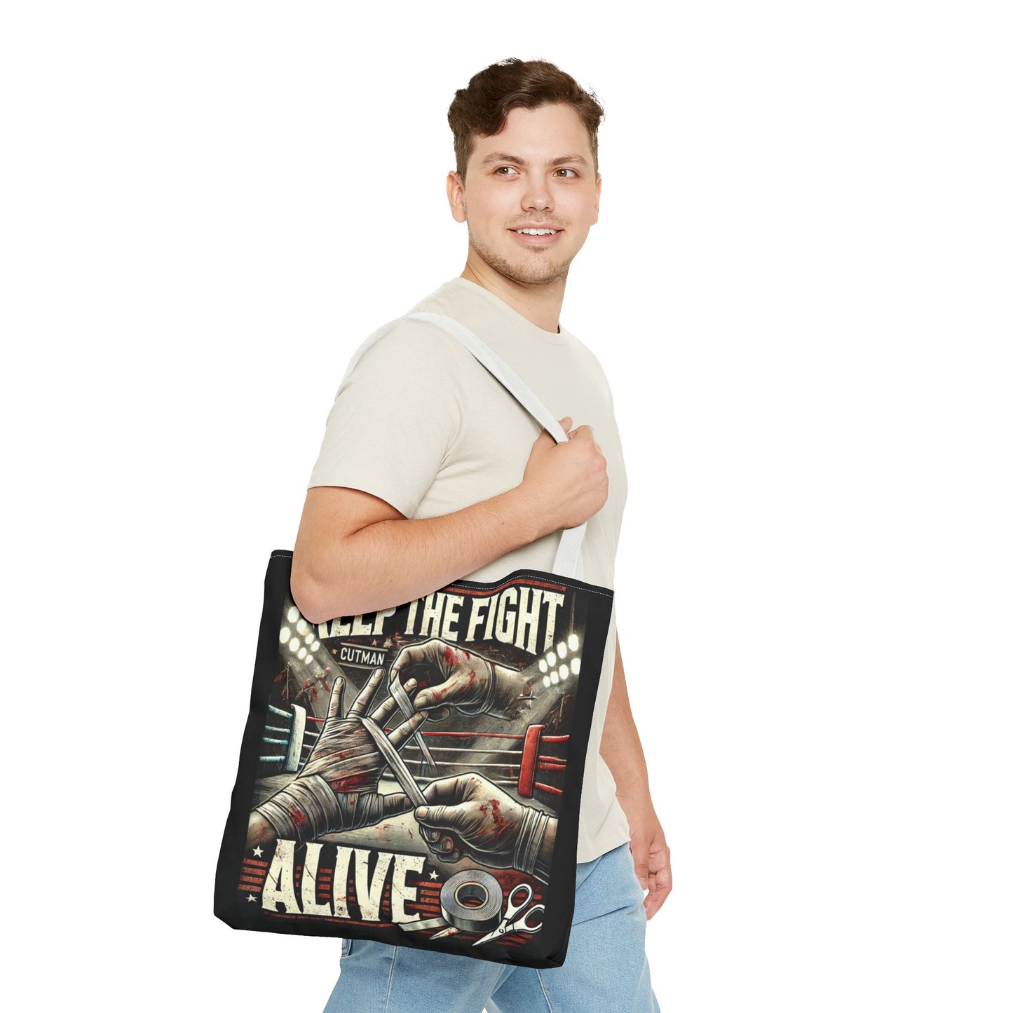 Keep the Fight Alive Tote Bag - Motivational Canvas Bag for Fighters and Supporters