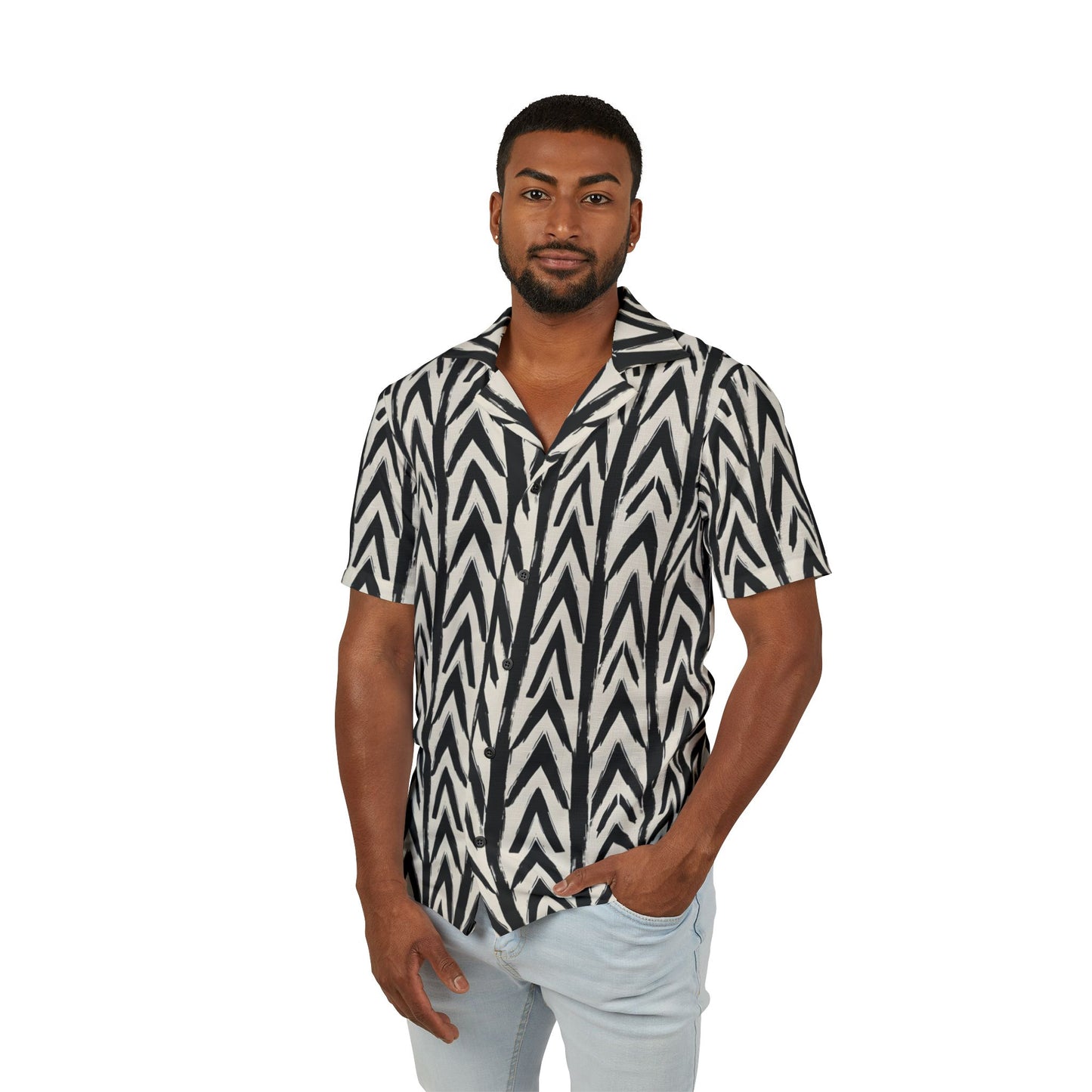 Black and White Chevron Camp Shirt