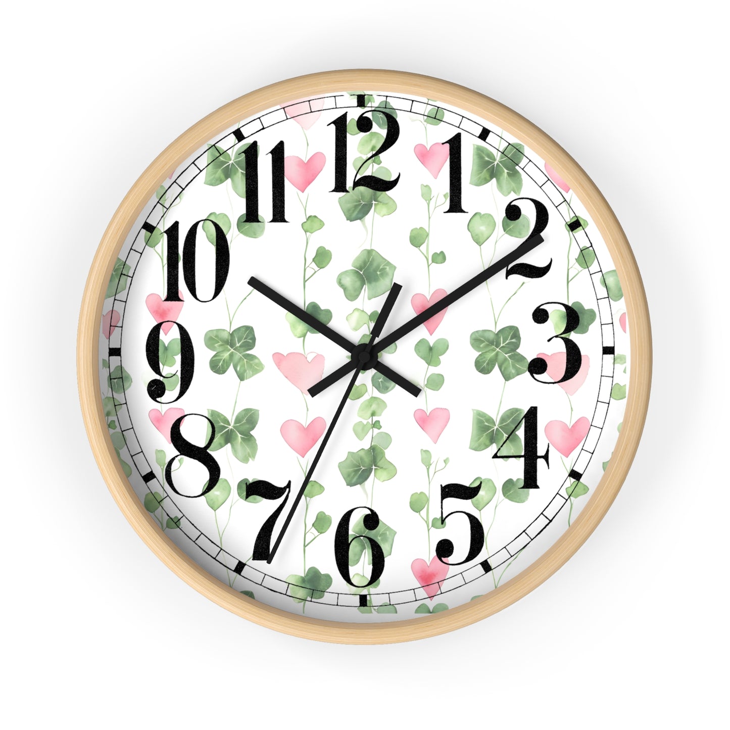Ivy and Hearts Wall Clock