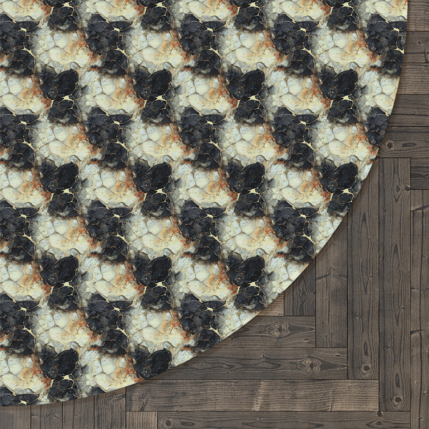 Midnight Abstract Round Rug