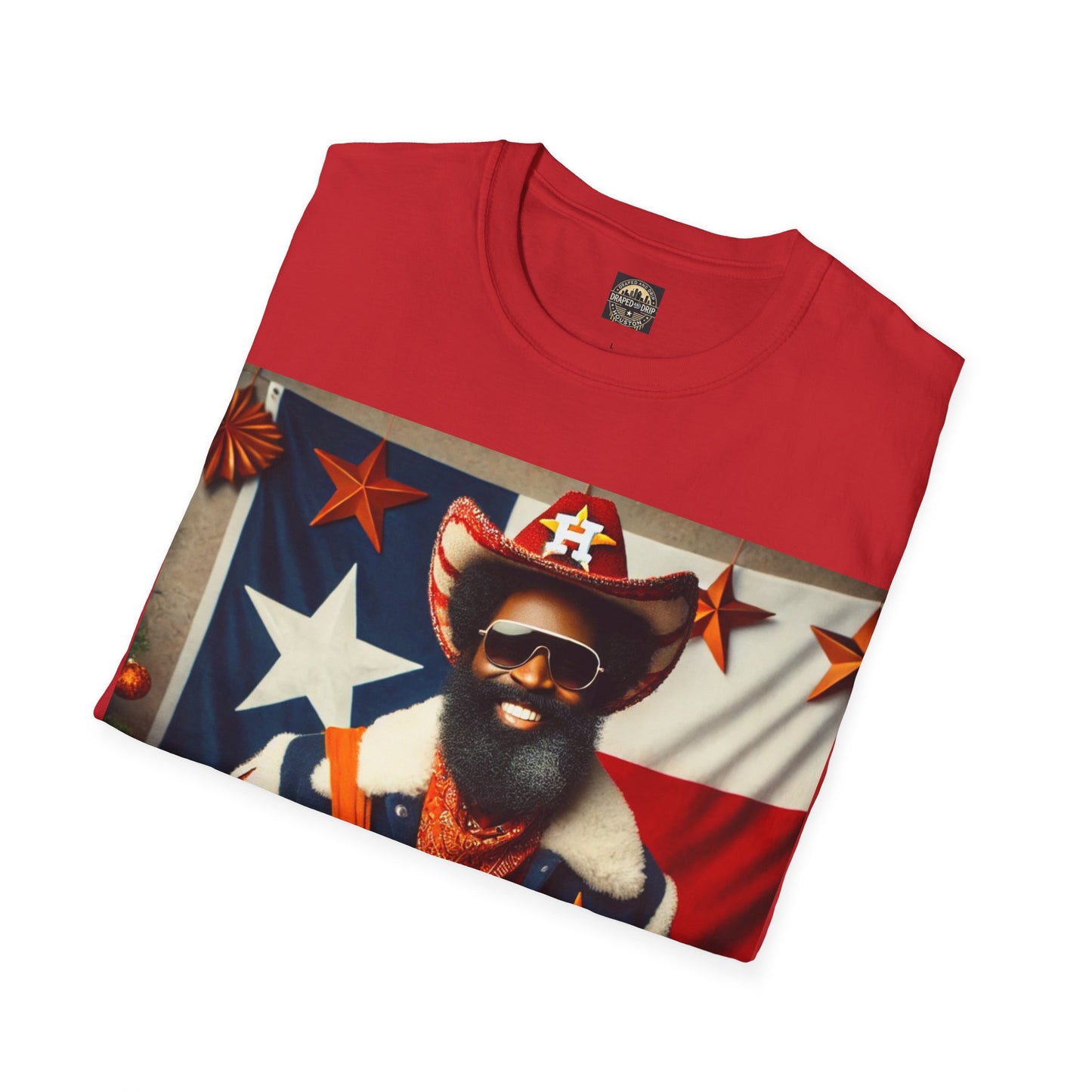 Houston Cowboy Santa Unisex T-shirt, Festive Holiday Tee, Christmas Gift, Texas Pride Apparel, Unisex Graphic Shirt
