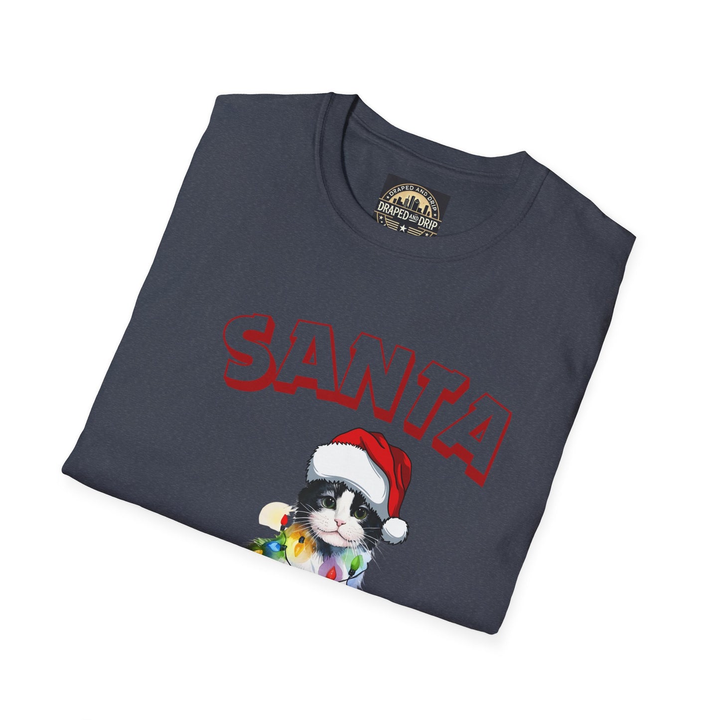 Santa Claws Cat Unisex Softstyle T-Shirt for Christmas