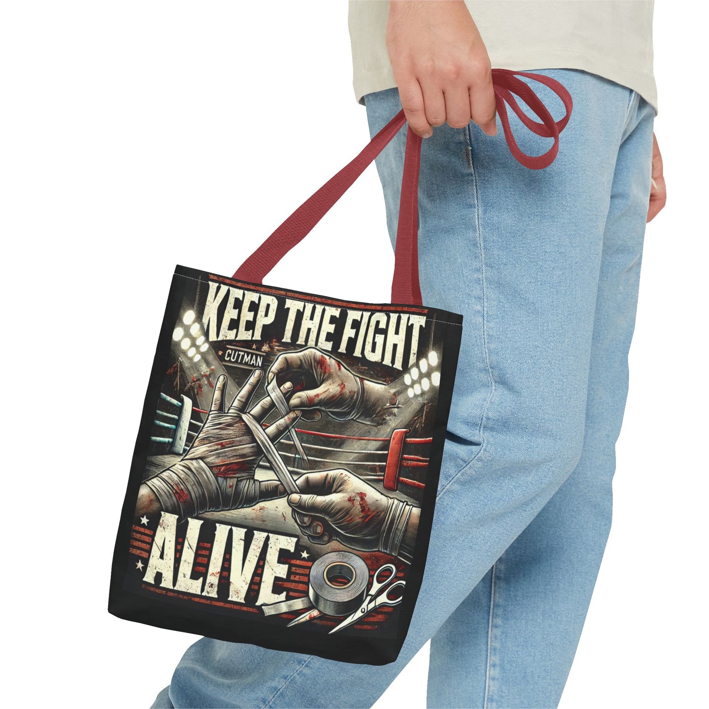Keep the Fight Alive Tote Bag - Motivational Canvas Bag for Fighters and Supporters