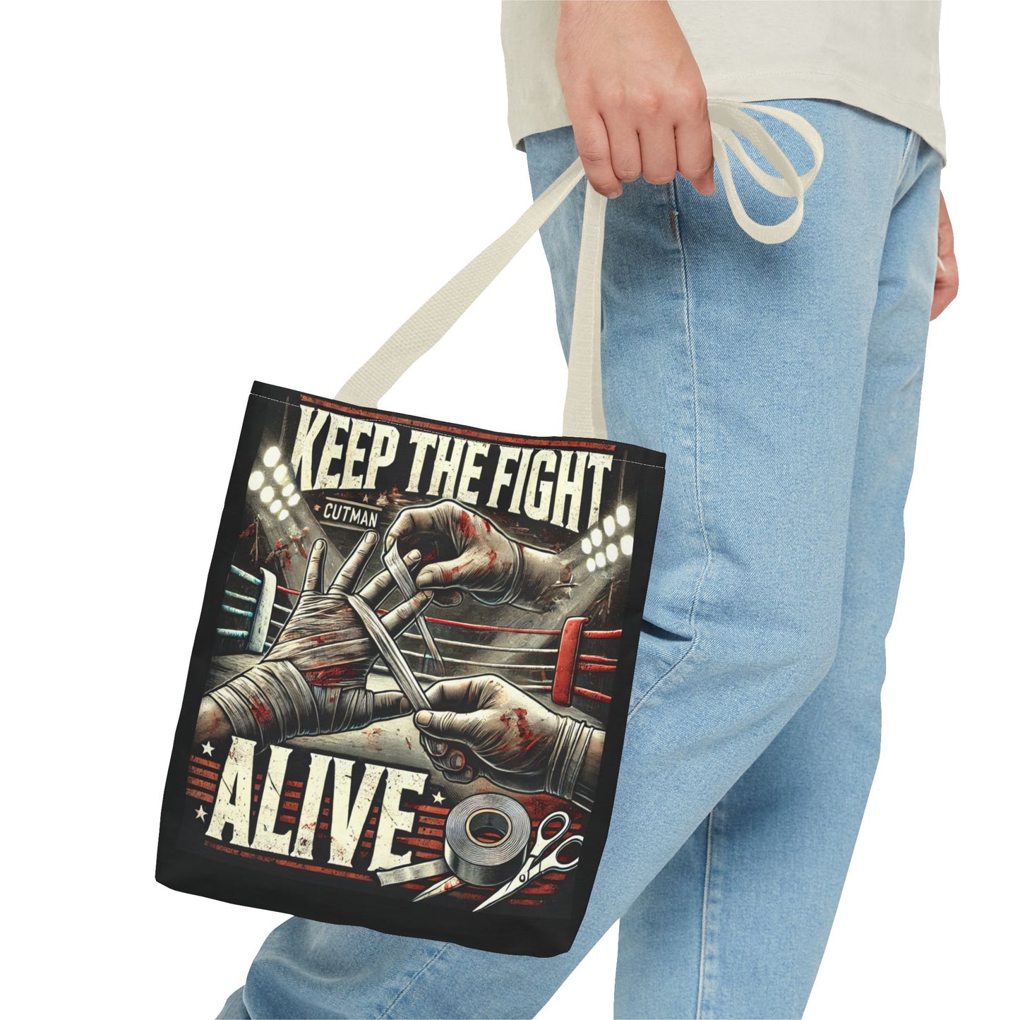 Keep the Fight Alive Tote Bag - Motivational Canvas Bag for Fighters and Supporters