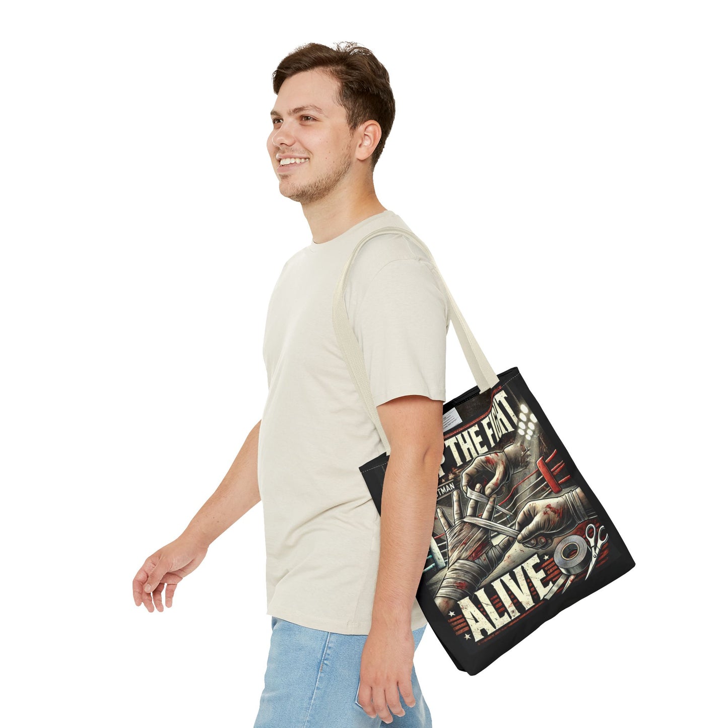 Keep the Fight Alive Tote Bag - Motivational Canvas Bag for Fighters and Supporters
