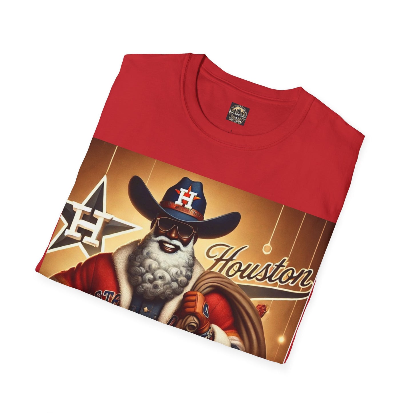 Houston Cowboy Santa Unisex T-shirt, Festive Holiday Tee, Christmas Gift, Texas Pride Apparel, Unisex Graphic Shirt