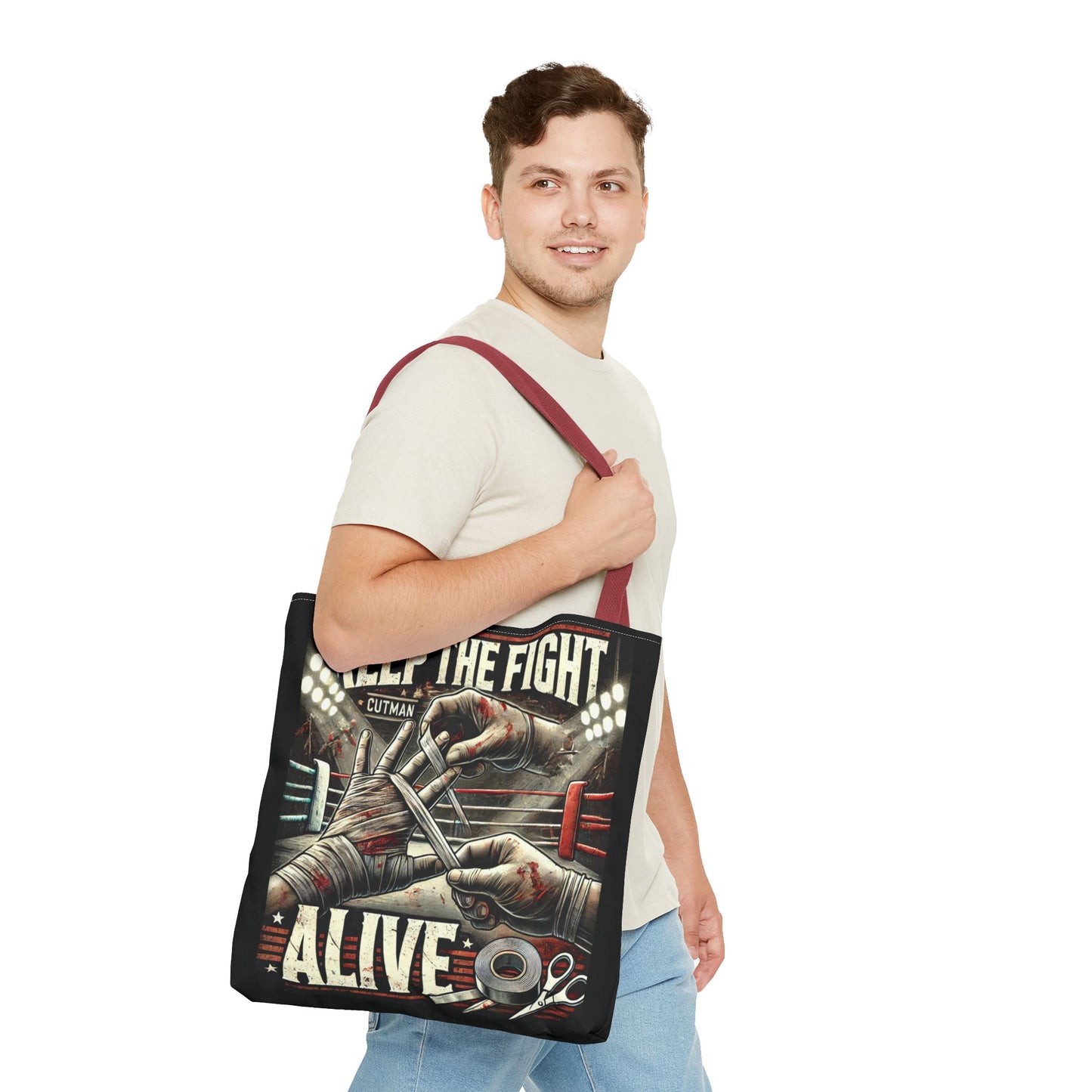 Keep the Fight Alive Tote Bag - Motivational Canvas Bag for Fighters and Supporters