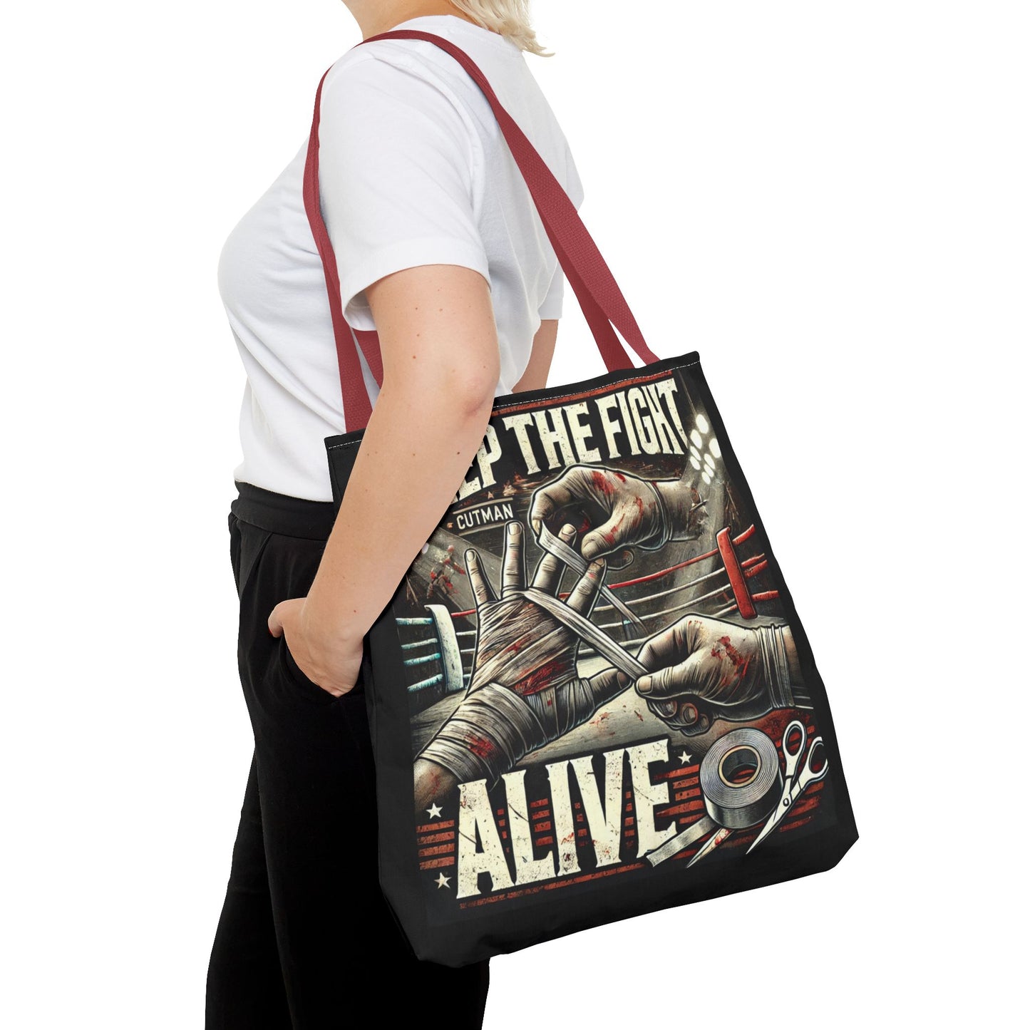 Keep the Fight Alive Tote Bag - Motivational Canvas Bag for Fighters and Supporters
