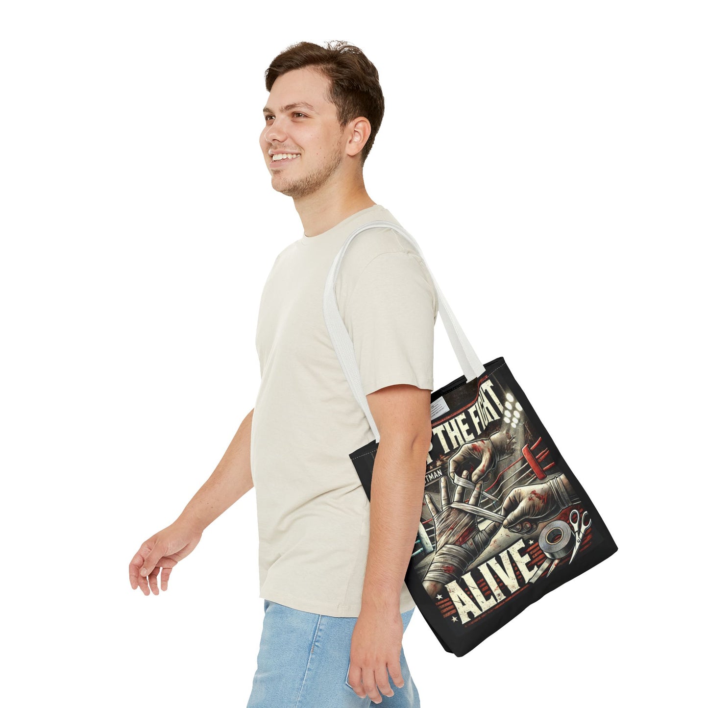 Keep the Fight Alive Tote Bag - Motivational Canvas Bag for Fighters and Supporters