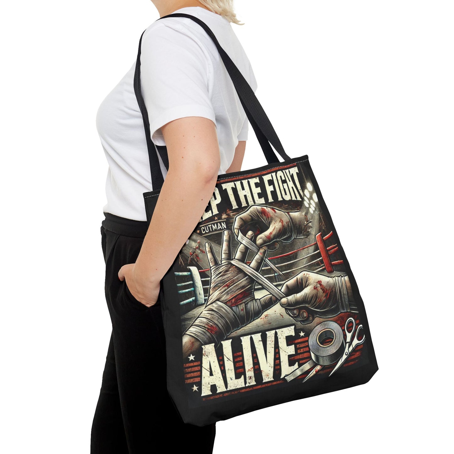 Keep the Fight Alive Tote Bag - Motivational Canvas Bag for Fighters and Supporters