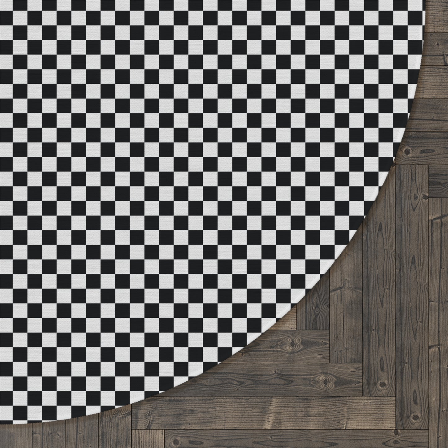 Black Checkered Round Rug