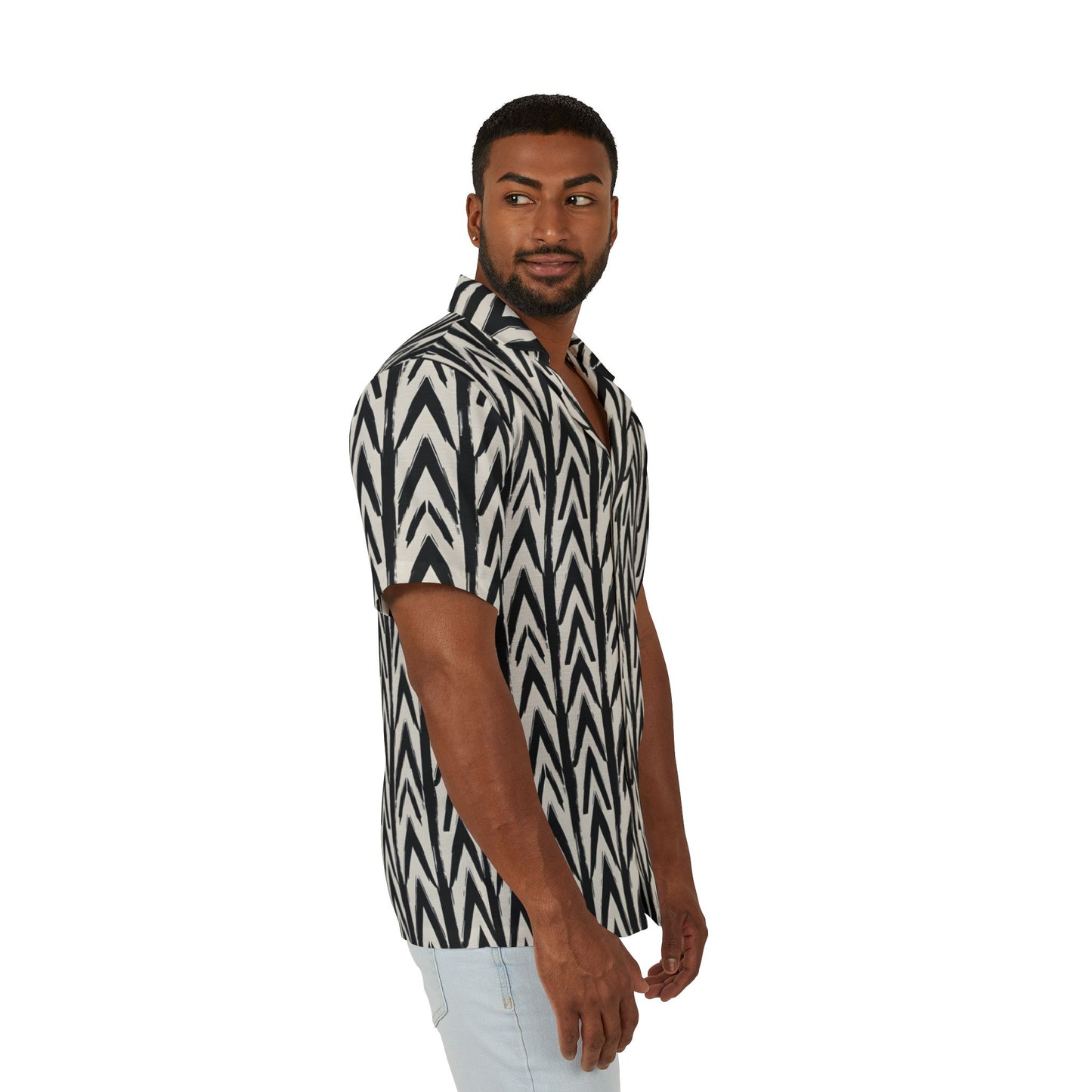 Black and White Chevron Camp Shirt