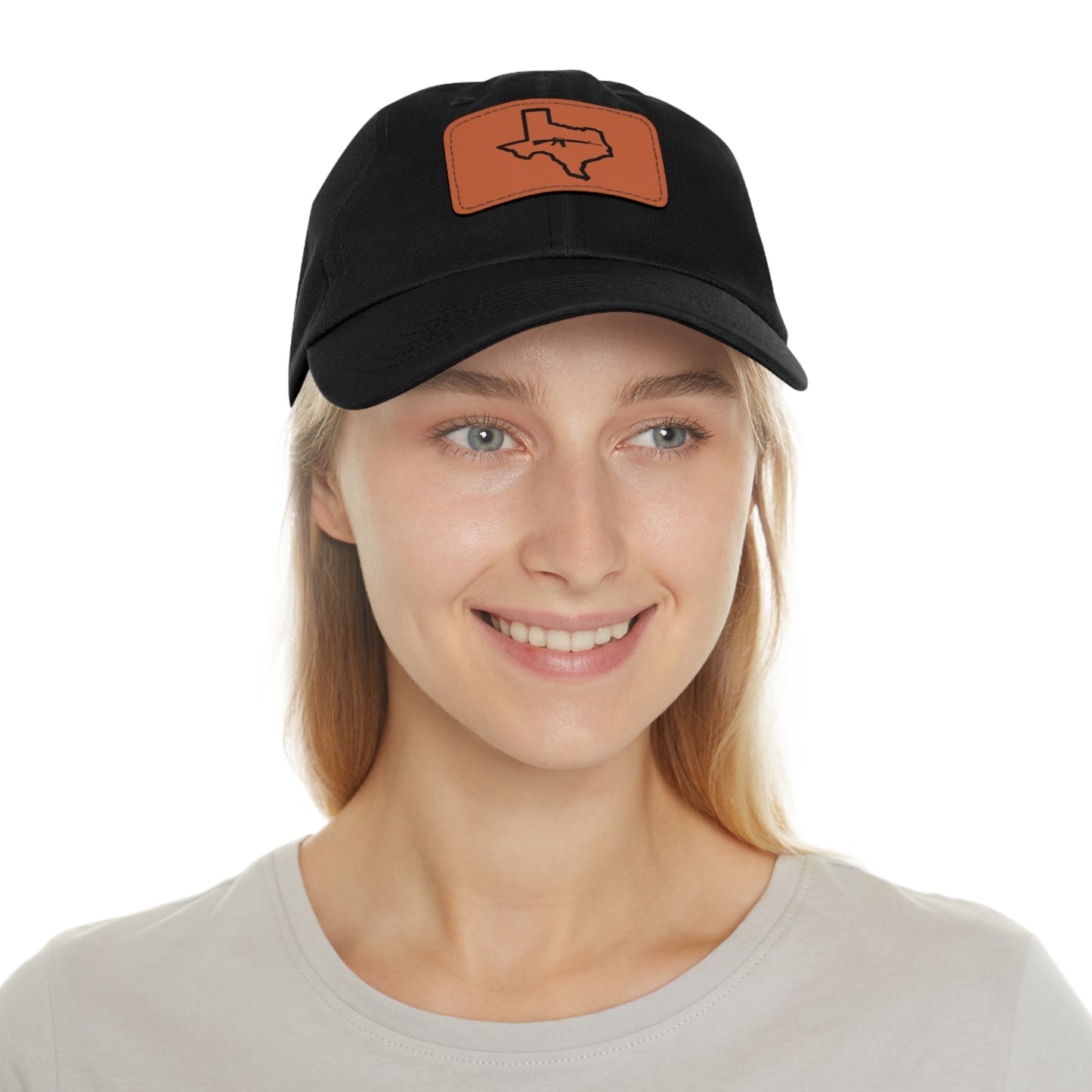 Texas Loves Guns: Dad Hat with Leather Patch (Rectangle)