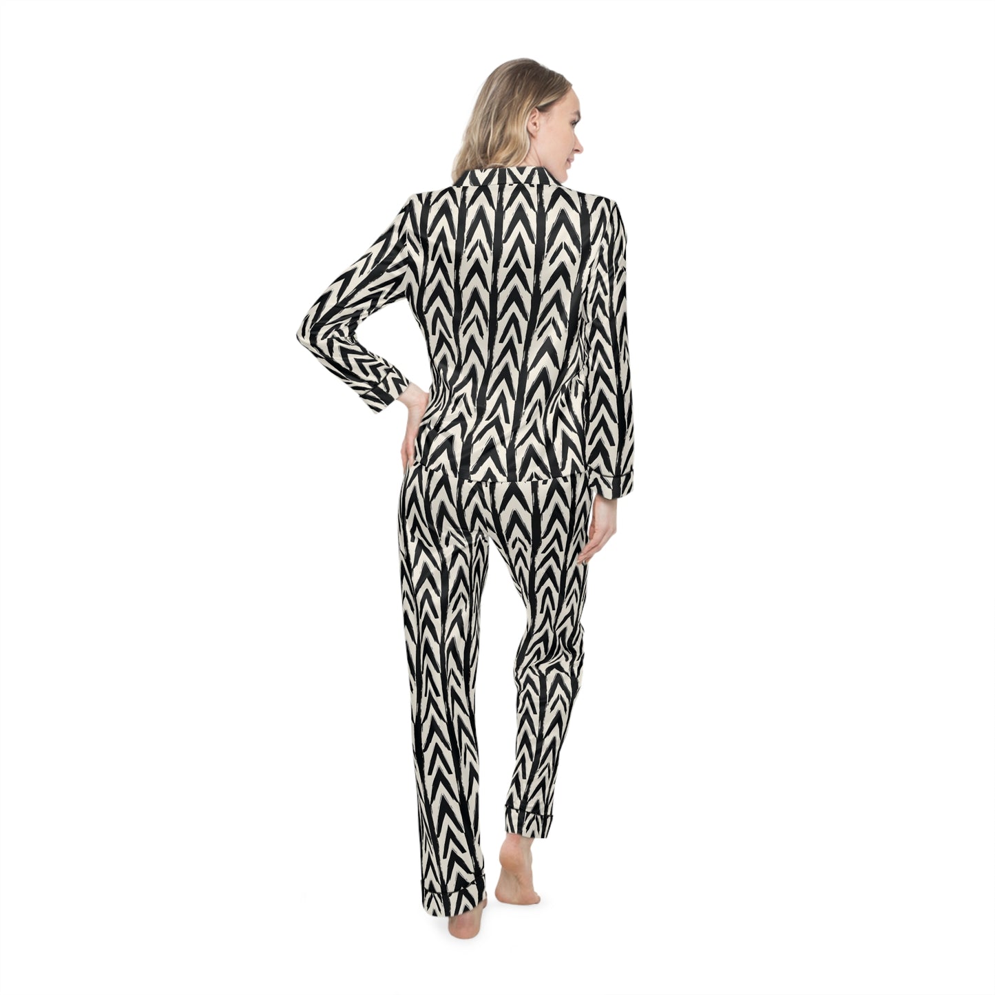 Angle Striped Women's Satin Pajamas