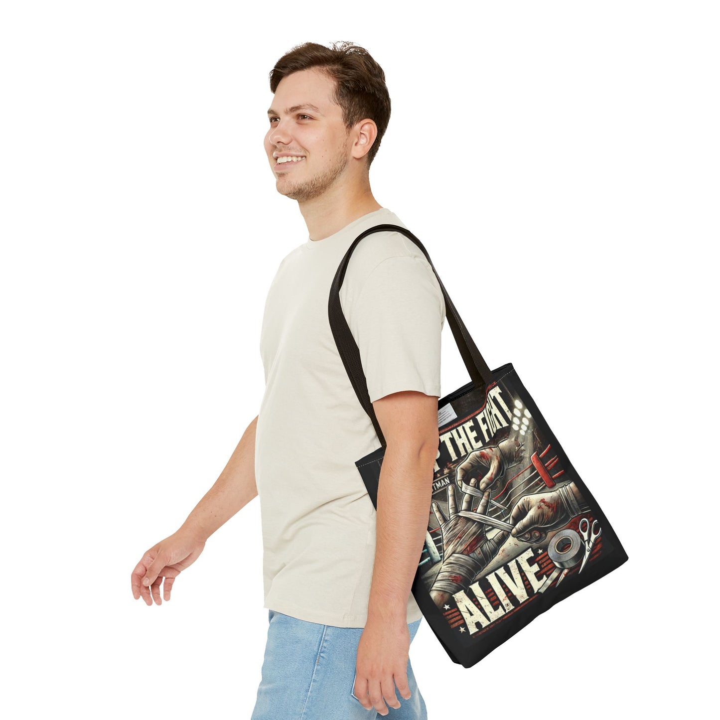 Keep the Fight Alive Tote Bag - Motivational Canvas Bag for Fighters and Supporters
