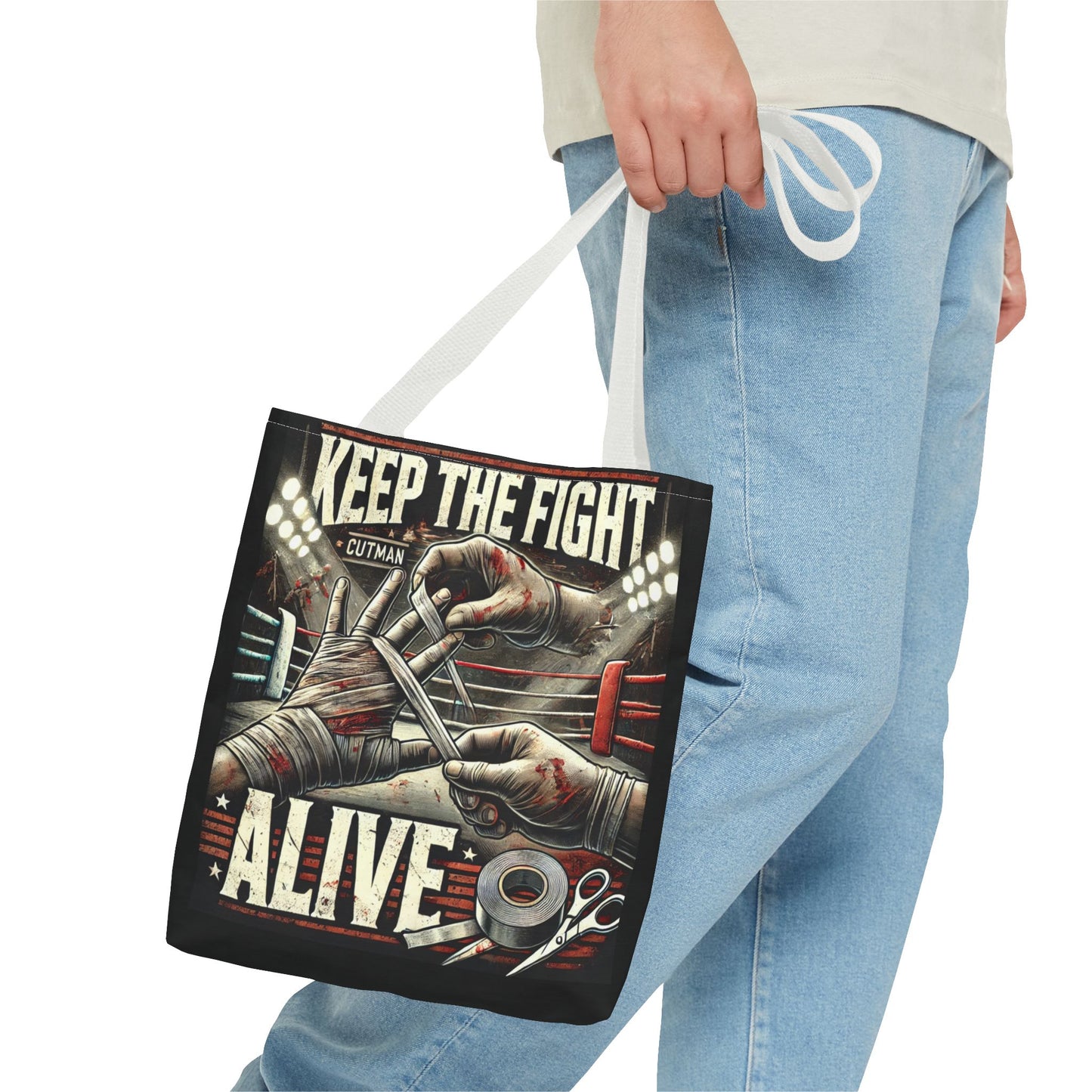 Keep the Fight Alive Tote Bag - Motivational Canvas Bag for Fighters and Supporters