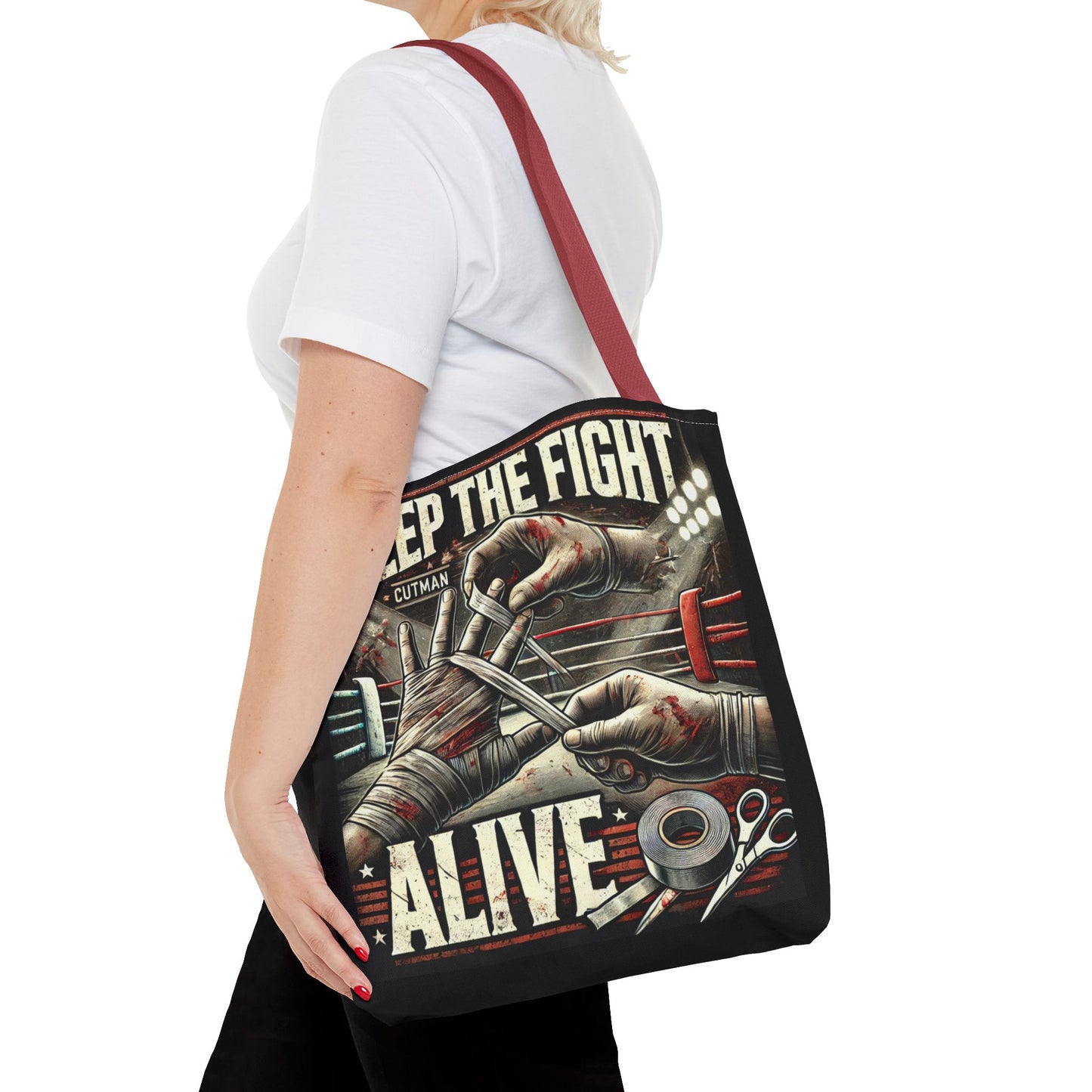 Keep the Fight Alive Tote Bag - Motivational Canvas Bag for Fighters and Supporters