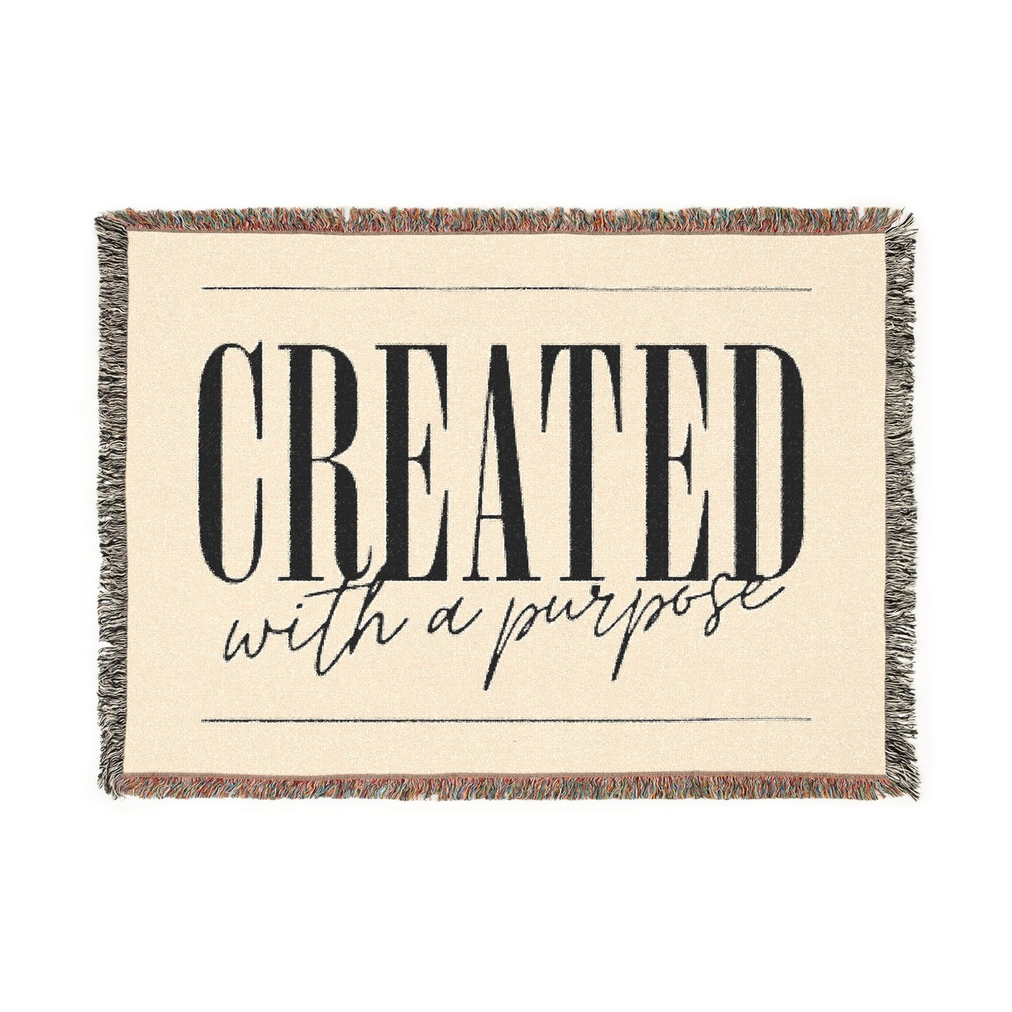 Handwoven Inspirational Throw Blanket - 'Created with a Purpose'