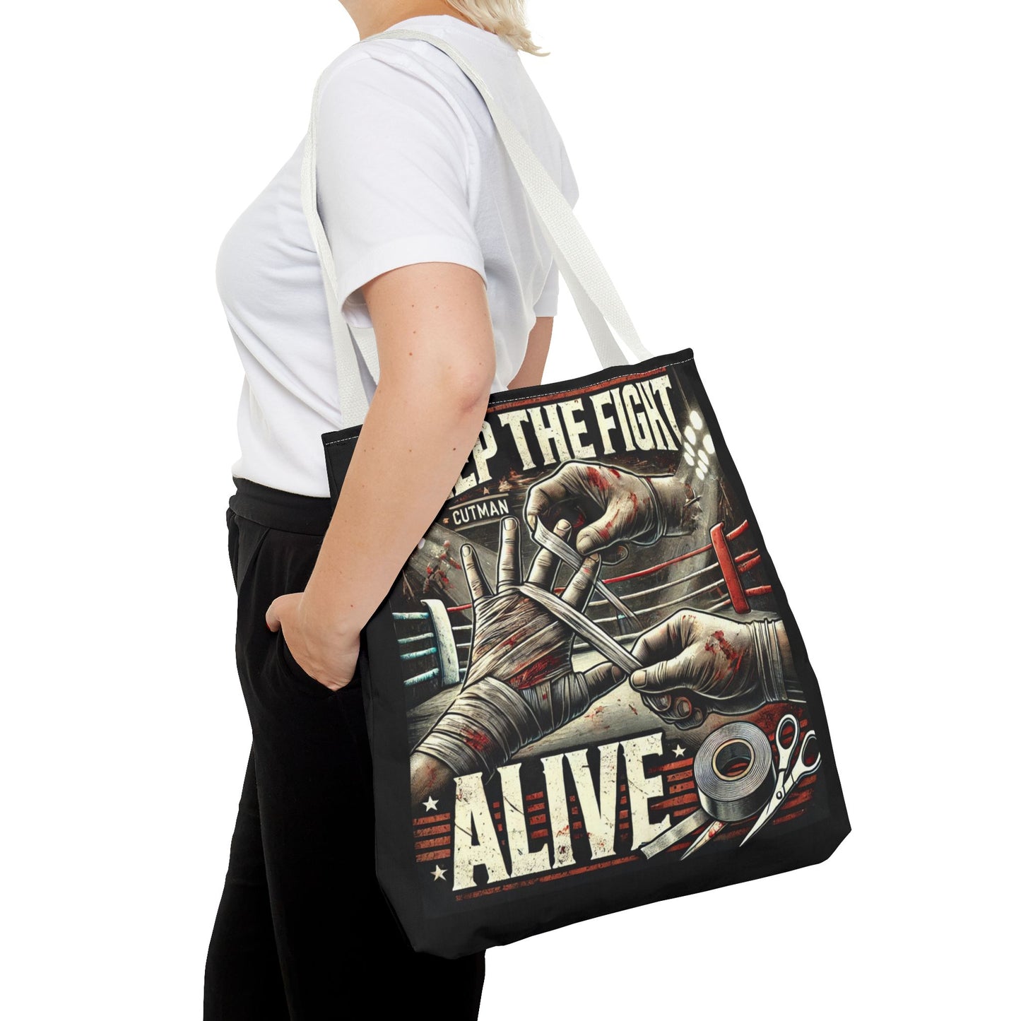 Keep the Fight Alive Tote Bag - Motivational Canvas Bag for Fighters and Supporters