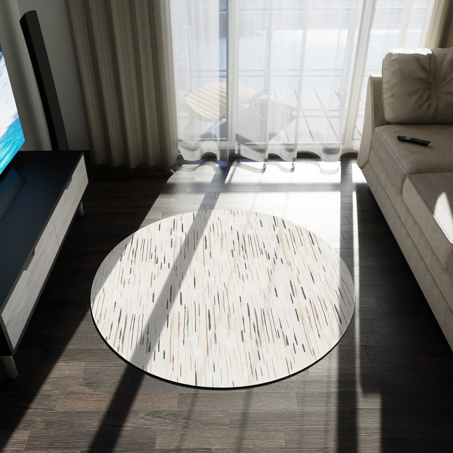 Neutral Abstract Round Rug