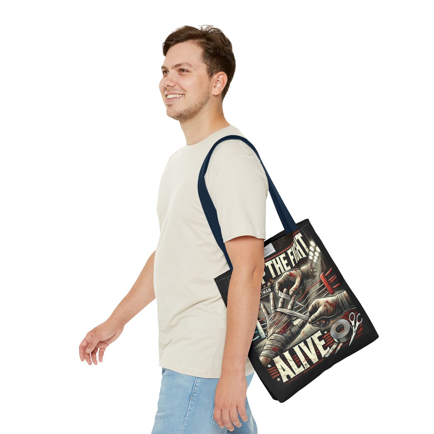 Keep the Fight Alive Tote Bag - Motivational Canvas Bag for Fighters and Supporters