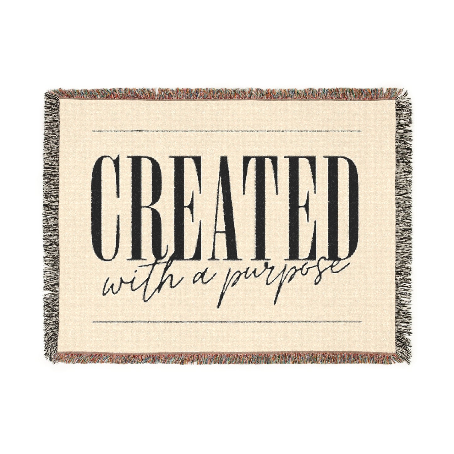 Handwoven Inspirational Throw Blanket - 'Created with a Purpose'