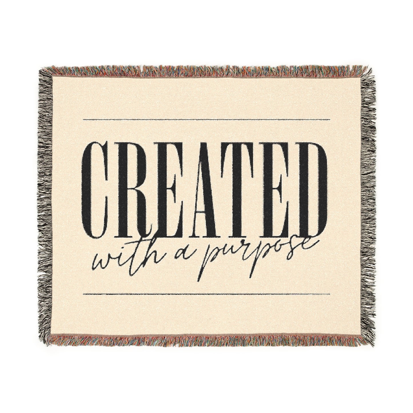 Handwoven Inspirational Throw Blanket - 'Created with a Purpose'