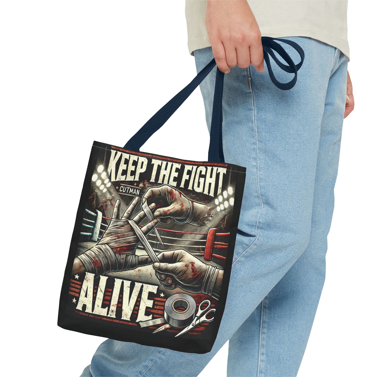Keep the Fight Alive Tote Bag - Motivational Canvas Bag for Fighters and Supporters