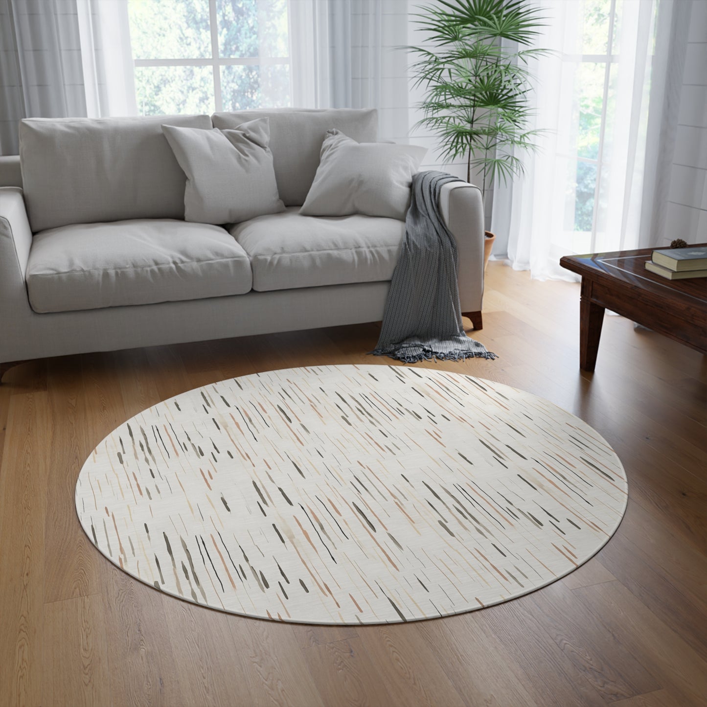 Neutral Abstract Round Rug